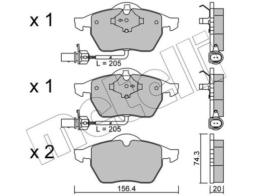 Brake Pad Set, disc brake METELLI 22-0181-3