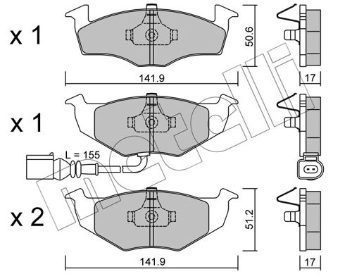 Brake Pad Set, disc brake METELLI 22-0206-3