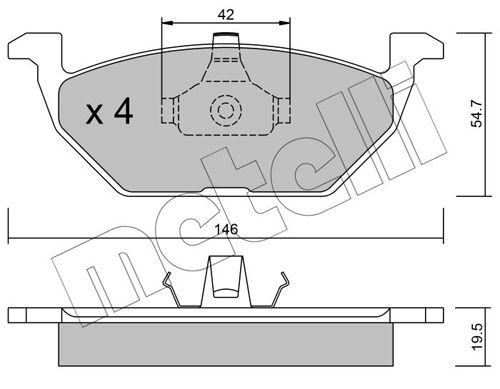 Комплект гальмівних накладок, дискове гальмо METELLI 22-0211-0