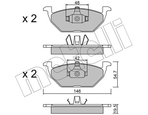 Комплект гальмівних накладок, дискове гальмо METELLI 22-0211-1