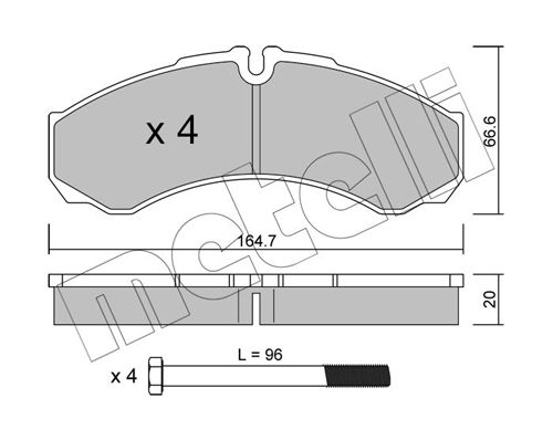 Brake Pad Set, disc brake METELLI 22-0212-0