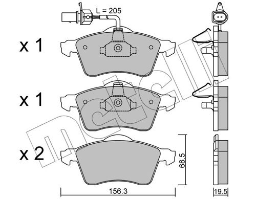 Brake Pad Set, disc brake METELLI 22-0263-1