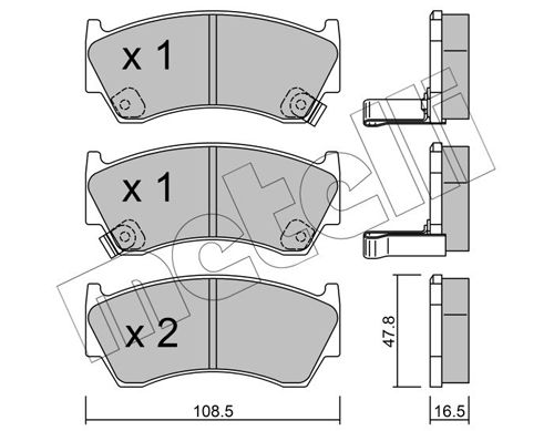 Комплект гальмівних накладок, дискове гальмо METELLI 22-0277-0