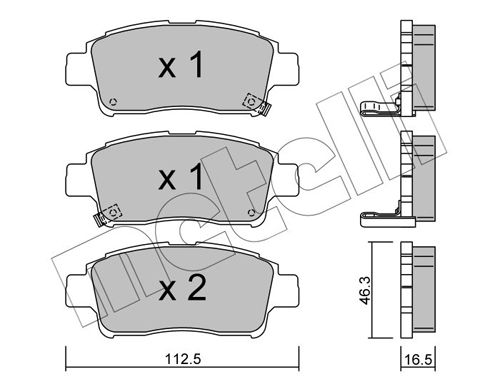 Комплект гальмівних накладок, дискове гальмо METELLI 22-0292-0