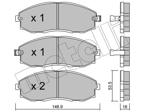 Комплект гальмівних накладок, дискове гальмо METELLI 22-0297-0