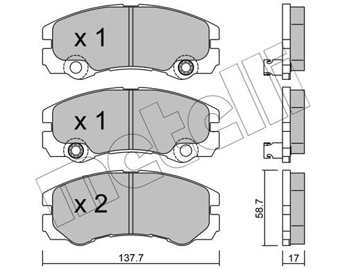 Комплект гальмівних накладок, дискове гальмо METELLI 22-0357-1