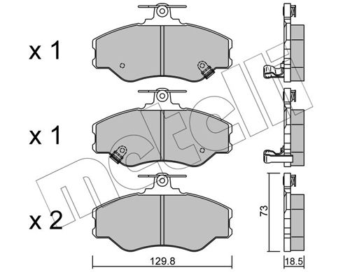 Комплект гальмівних накладок, дискове гальмо METELLI 22-0366-0