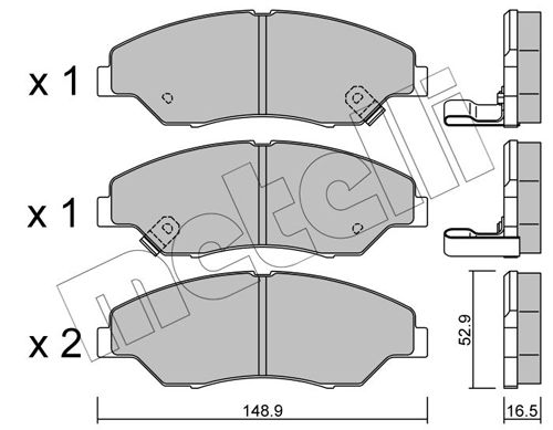 Комплект гальмівних накладок, дискове гальмо METELLI 22-0376-0