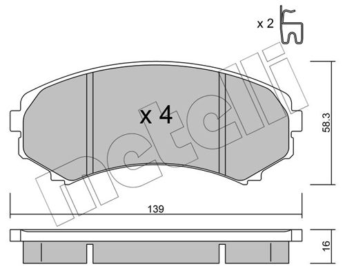 Комплект гальмівних накладок, дискове гальмо METELLI 22-0399-0