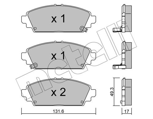 Комплект гальмівних накладок, дискове гальмо METELLI 22-0463-0