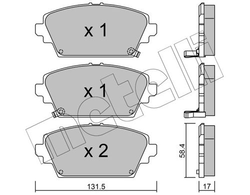 Комплект гальмівних накладок, дискове гальмо METELLI 22-0464-1