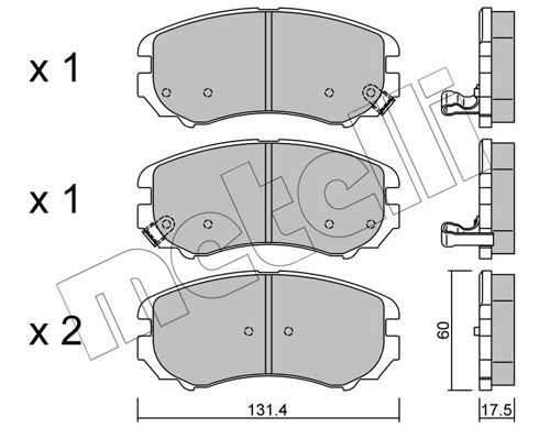 Комплект гальмівних накладок, дискове гальмо METELLI 22-0503-0