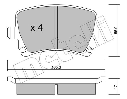 Комплект гальмівних накладок, дискове гальмо METELLI 22-0553-0