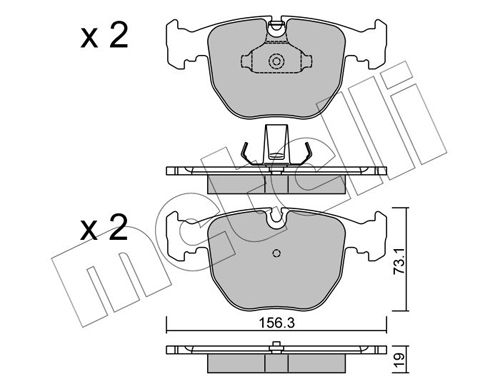 Комплект гальмівних накладок, дискове гальмо METELLI 22-0559-0