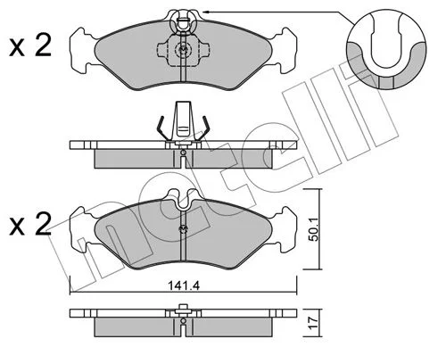 Комплект гальмівних накладок, дискове гальмо METELLI 22-0571-0