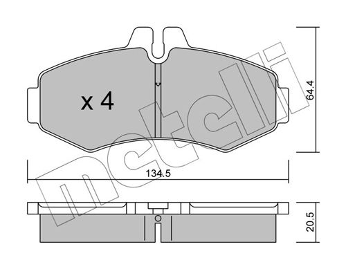 Комплект гальмівних накладок, дискове гальмо METELLI 22-0573-0