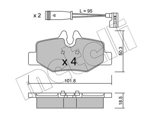 Brake Pad Set, disc brake METELLI 22-0576-0K