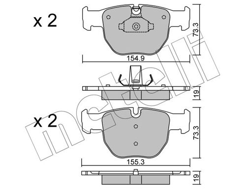 Комплект гальмівних накладок, дискове гальмо METELLI 22-0598-0