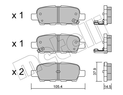 Brake Pad Set, disc brake METELLI 22-0612-0