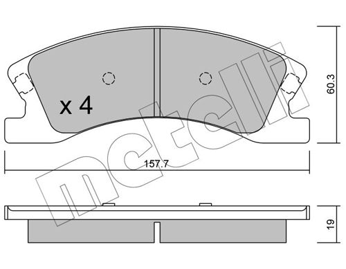 Комплект гальмівних накладок, дискове гальмо METELLI 22-0626-0