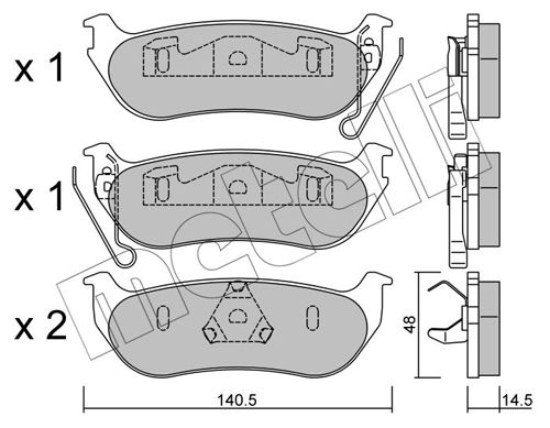 Brake Pad Set, disc brake METELLI 22-0627-0