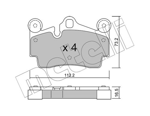 Комплект гальмівних накладок, дискове гальмо METELLI 22-0655-0