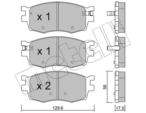 Комплект гальмівних накладок, дискове гальмо METELLI 22-0724-0