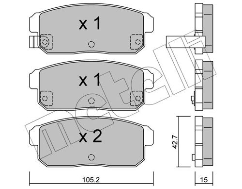 Комплект гальмівних накладок, дискове гальмо METELLI 22-0733-0