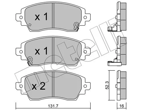 Комплект гальмівних накладок, дискове гальмо METELLI 22-0750-0
