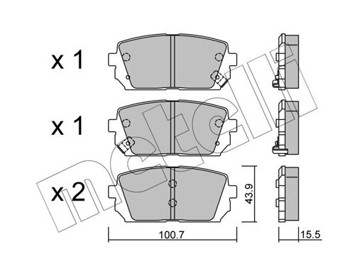 Комплект гальмівних накладок, дискове гальмо METELLI 22-0784-0