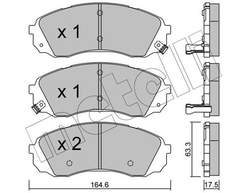 Комплект гальмівних накладок, дискове гальмо METELLI 22-0785-0