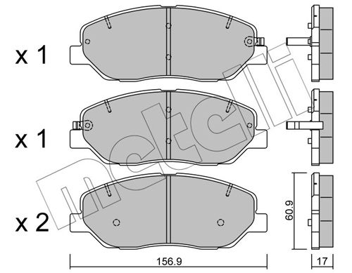 Комплект гальмівних накладок, дискове гальмо METELLI 22-0787-0