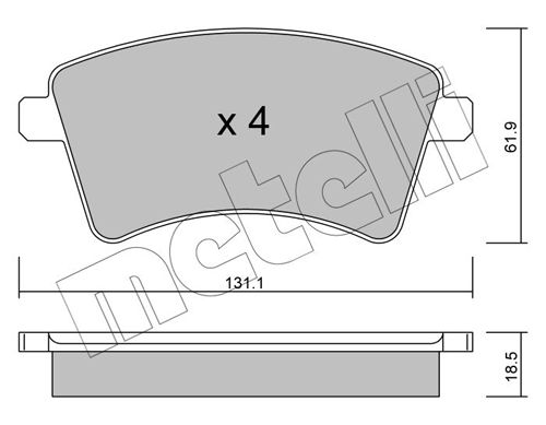 Brake Pad Set, disc brake METELLI 22-0812-0