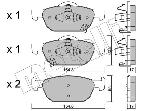 Комплект гальмівних накладок, дискове гальмо METELLI 22-0866-0