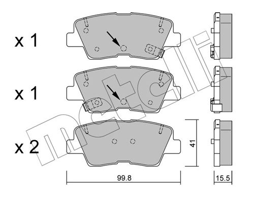 Комплект гальмівних накладок, дискове гальмо METELLI 22-0886-1