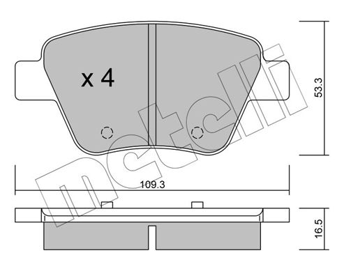 Комплект гальмівних накладок, дискове гальмо METELLI 22-0889-0