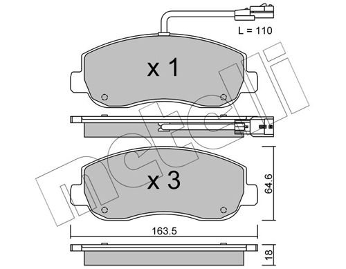 Brake Pad Set, disc brake METELLI 22-0898-0