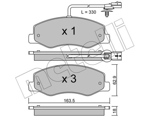 Комплект гальмівних накладок, дискове гальмо METELLI 22-0900-0