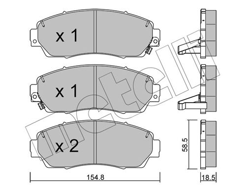 Комплект гальмівних накладок, дискове гальмо METELLI 22-0903-0