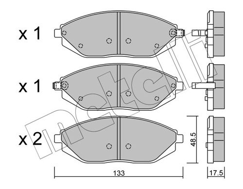 Комплект гальмівних накладок, дискове гальмо METELLI 22-0908-0