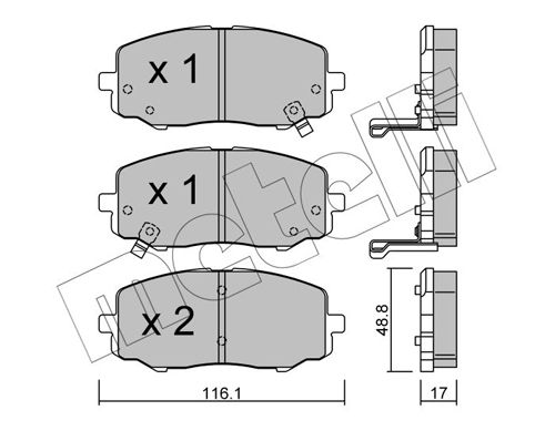 Комплект гальмівних накладок, дискове гальмо METELLI 22-0912-0