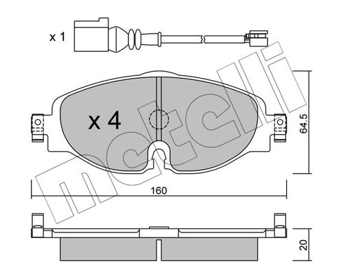 Brake Pad Set, disc brake METELLI 22-0950-0K