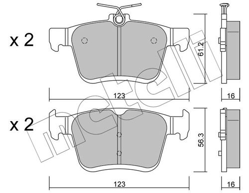 Brake Pad Set, disc brake METELLI 22-0951-0