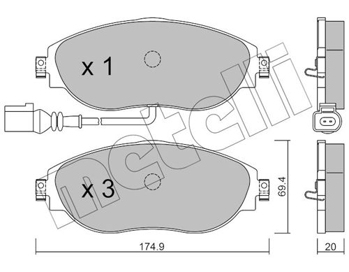 Brake Pad Set, disc brake METELLI 22-0952-0