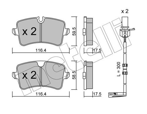 Brake Pad Set, disc brake METELLI 22-0955-1K