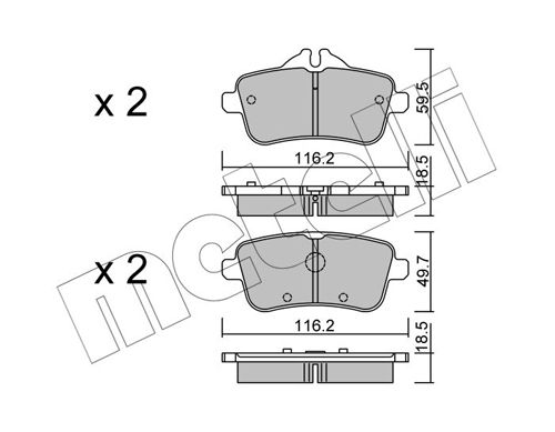 Brake Pad Set, disc brake METELLI 22-0968-0