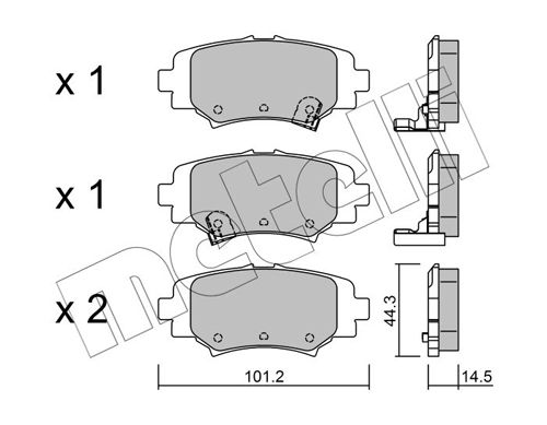 Комплект гальмівних накладок, дискове гальмо METELLI 22-0993-0