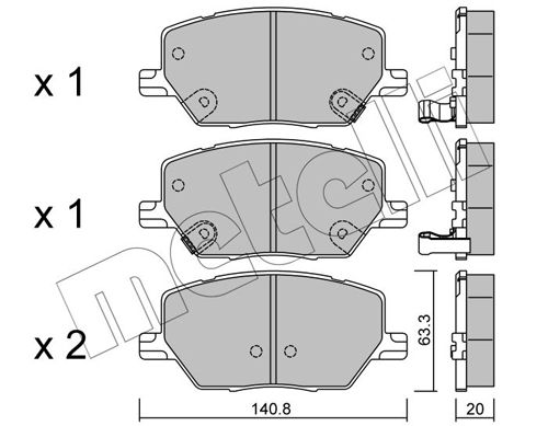 Brake Pad Set, disc brake METELLI 22-1001-0