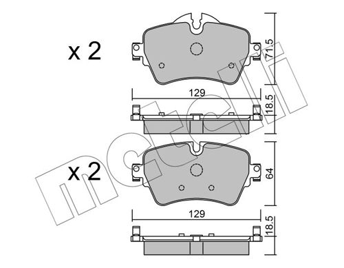 Комплект гальмівних накладок, дискове гальмо METELLI 22-1013-0