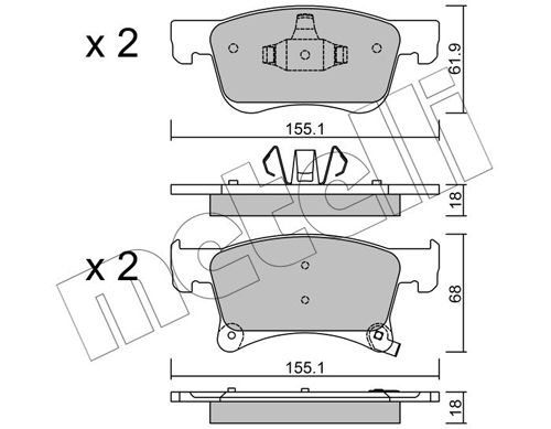 Brake Pad Set, disc brake METELLI 22-1035-0